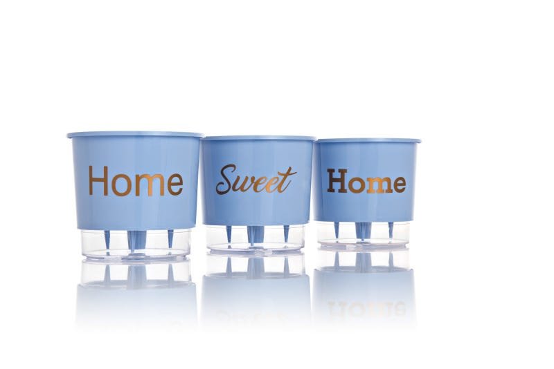 Kit 3 Vasos Autoirrigáveis Home Sweet Home Azul Serenity - 1