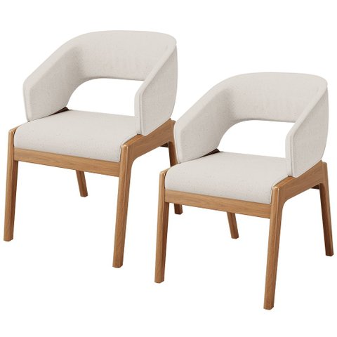 Kit 02 Cadeiras de Jantar e Estar Living Estofada Lince L02 Linho Cru - Lyam Decor