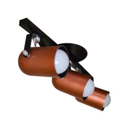 Trilho de 40cm com 03 Spots Direcionáveis 360 Graus Ideal Cozinha, Sala, Quarto - Preto com Cobre - 2