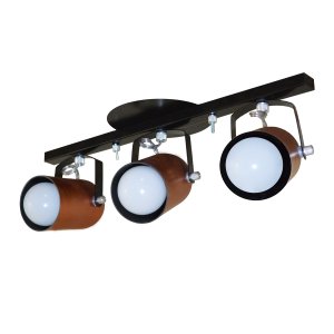Trilho de 40cm com 03 Spots Direcionáveis 360 Graus Ideal Cozinha, Sala, Quarto - Preto com Cobre