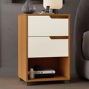 Ver imagem 1 de Mesa de Cabeceira 45cm X 69cm com 2 Gavetas 100% Mdf Cor:nature com Champanhe
