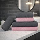 Ver imagem 2 de Jogo de Toalhas 100% Algodão Sultan Max Sonhare 5 Peças Gris e Rosa Maciez e Conforto