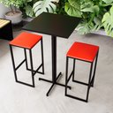 Ver imagem 1 de Conjunto Mesa Alta Bar Bistrô Quadrada Preta 2 Bancos Estofado Don Castro Decor