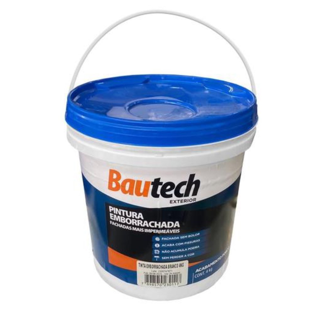 Tinta Emborrachada Branca 4kg Branca - 23057 - Bautech - 2