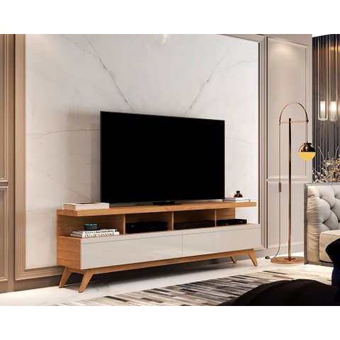 Rack para Tv até 65 Polegadas Vivare 1.6 Wood Nature/off White - Jlar Móveis