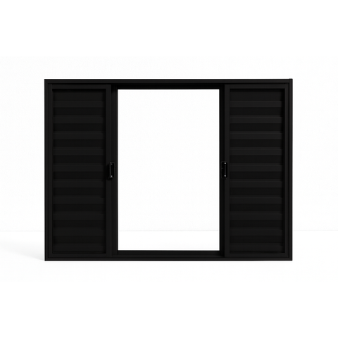 Veneziana 6 Folhas Aluminio Preto 1,00x1,50