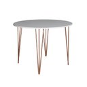 Ver imagem 2 de Mesa Jantar Redonda Branca Hairpin 110cm Elen Base Cobre