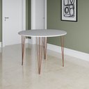 Ver imagem 1 de Mesa Jantar Redonda Branca Hairpin 110cm Elen Base Cobre