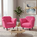 Ver imagem 1 de Kit 2 Poltronas Decorativa Dália Couro Rosa Pink Pés Madeira Mz Decor