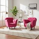 Ver imagem 2 de Kit 2 Poltronas Decorativa Dália Couro Rosa Pink Pés Madeira Mz Decor