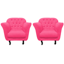 Ver imagem 3 de Kit 2 Poltronas Decorativa Dália Couro Rosa Pink Pés Madeira Mz Decor