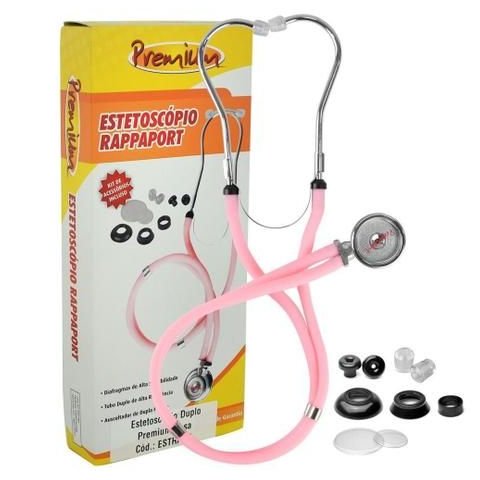 Kit Esfigmomanômetro + Estetoscópio Rappaport Rosa Premium Gtech