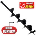 Ver imagem 1 de Broca para Perfurador de Solo 80x10cm Encaixe de 20mm Para Vulcan, Vonder, Tssaper, Branco e Outros