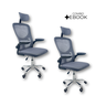 Kit 2 Cadeiras de Escritório Diretor Oficial Vegas com Apoio - Cinza Preto + E-book - 2