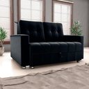 Ver imagem 1 de Sofá Cama Milão 2 Lugares 140cm Preto Veludo