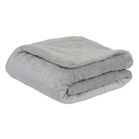 Edredom Veludo e Sherpa Prata  - Super King