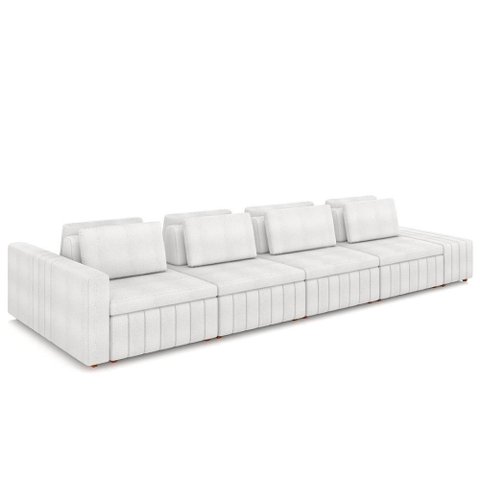 Sofá Ilha e Puff Sala Living 505cm Siesta M22 Boucle Branco - Mpozenato