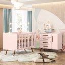 Ver imagem 1 de Jogo de Quarto Infantil Q Encanto Retrô Cômoda e Berço - Moveis Leartam