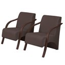 Ver imagem 1 de Kit 2 Poltronas Vênus 1 Lugar Marrom Braço Madeira