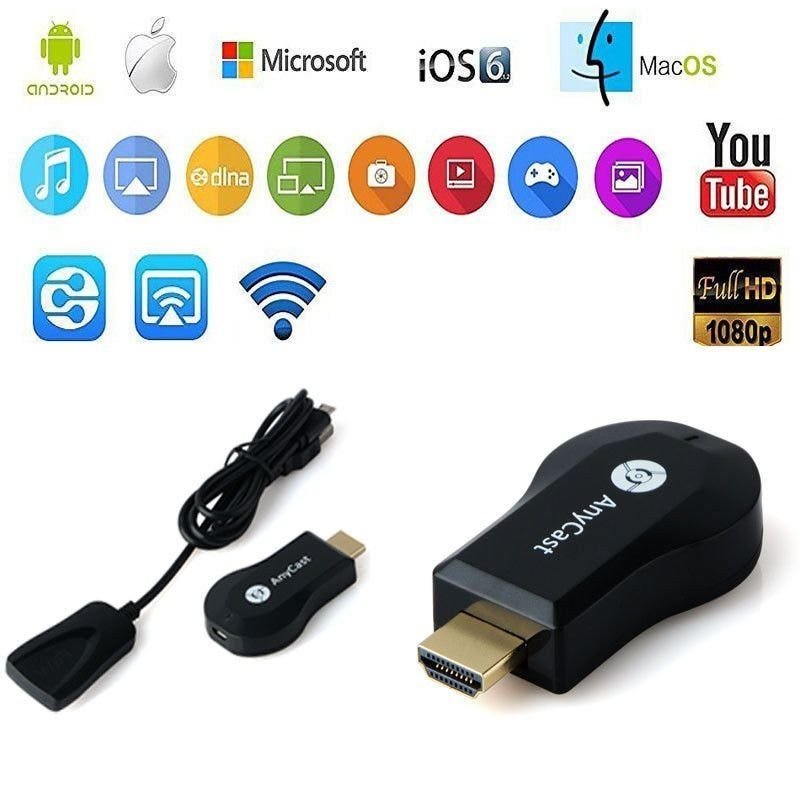 Adaptador Espelhamento Tv Mirascreen Anycast M4 Plus Hdmi = Chomecast Wecast Full Hd 1080p - 2