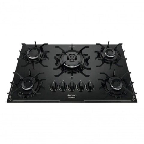 Fogão Cooktop a Gás Itatiaia 5 Bocas Vidro Temperado Tripla Chama Preto Bivolt