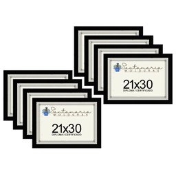 Kit 8 Molduras Porta Diploma Certificado A4 21x30 Preto - 1