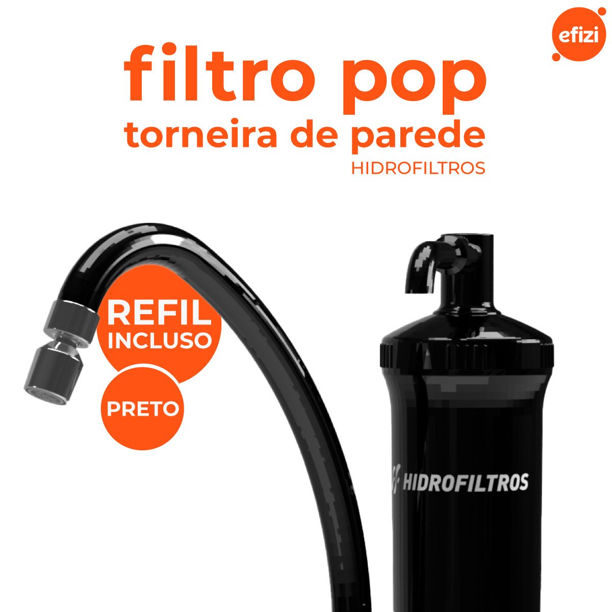 Filtro Pop Torneira de Parede 15 Micra Preto Hidrofiltros - 2