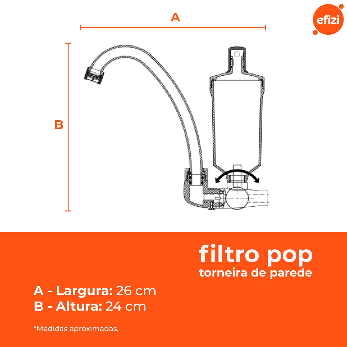 Filtro Pop Torneira de Parede 15 Micra Preto Hidrofiltros - 3