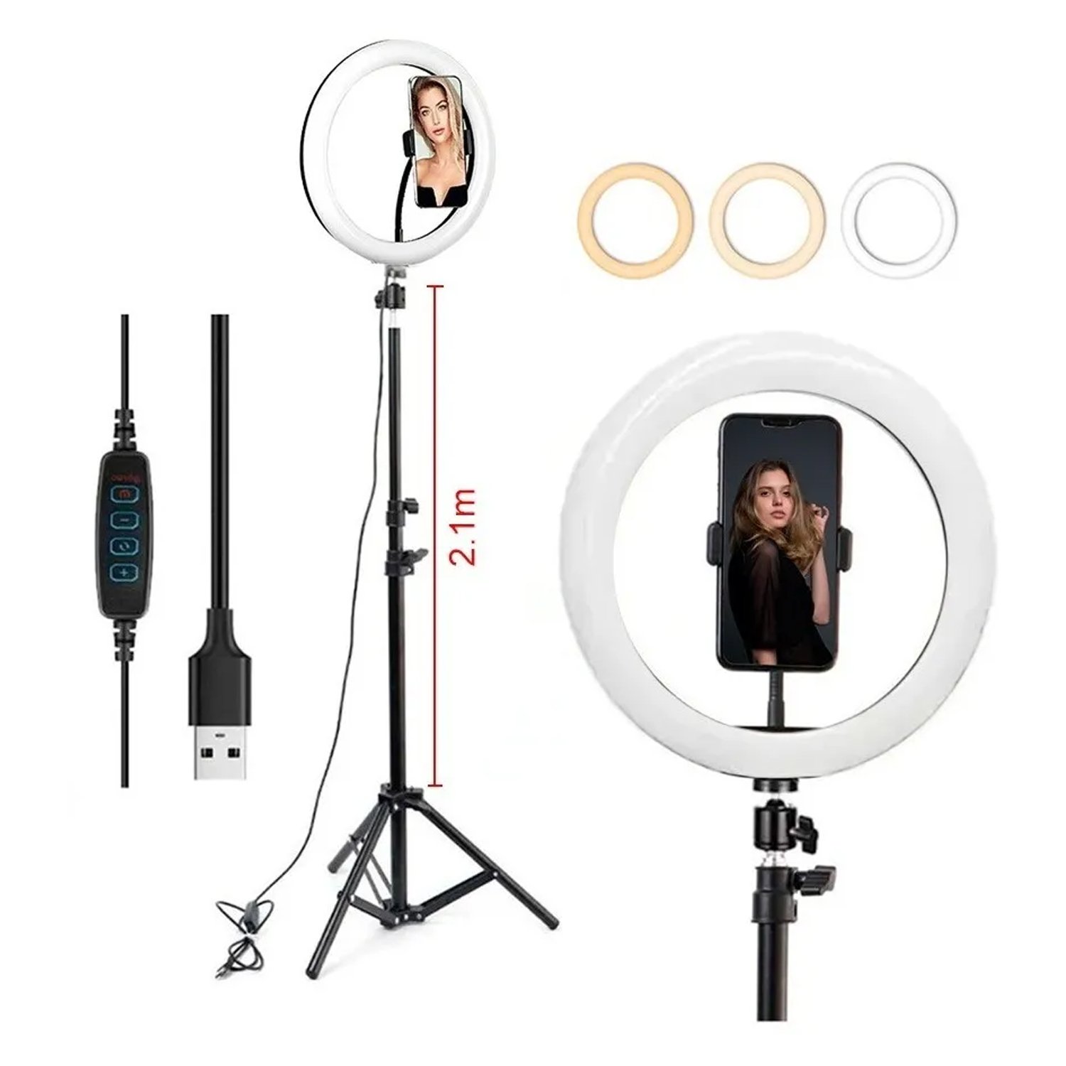 Iluminador Ring Light Anel Luz 26cm Make Fotos Com Tripé U UNICA UNICA ...