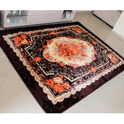 Tapete Aveludado 3D Estampado Floral Marrom 1,50Mx2,00M - 1