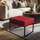 Ver imagem 2 de Kit 02 Puffs Lisa Suede Base Metálica Industrial Preto - Pallazio Cor Vermelho