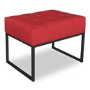 Ver imagem 1 de Kit 02 Puffs Lisa Suede Base Metálica Industrial Preto - Pallazio Cor Vermelho