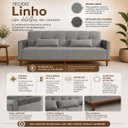 Ver mais imagens de Sofá Cama Casal Duo 3 Lugares 2,09m Linho com USB e Courino - Cinza | Courino