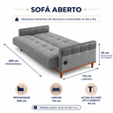 Ver imagem 4 de Sofá Cama Casal Duo 3 Lugares 2,09m Linho com USB e Courino - Cinza | Courino