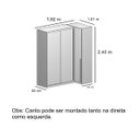 Ver imagem 4 de Guarda Roupa de Canto Porta de Correr com Espelho 3 Portas Mdf Altezza Trend Belmax:branco