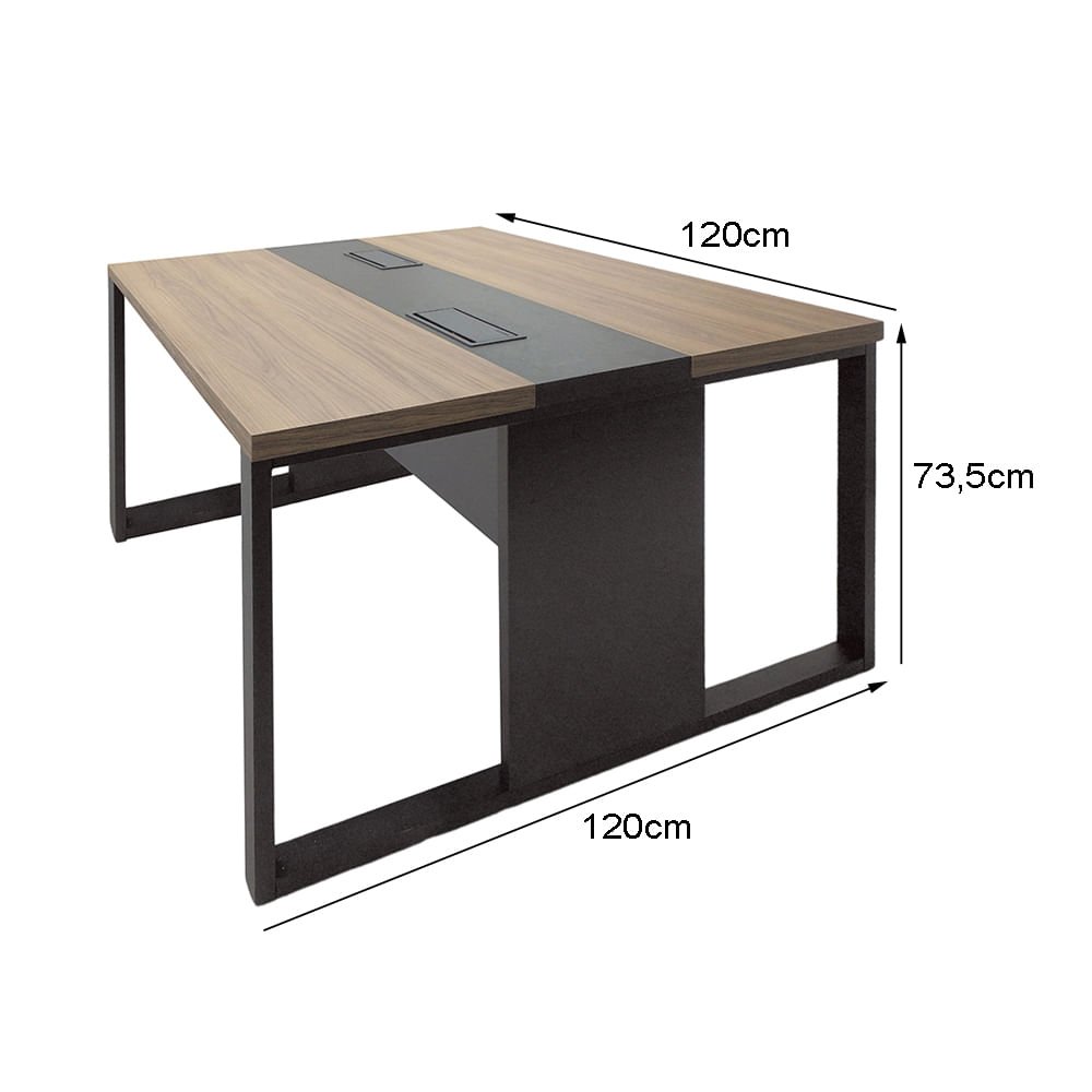 Mesa Plataforma Dupla com Pé Quadro C/ 2 Caixas de Tomada - Euro Croácia - 73,5ax120lx120p 713020 - 2