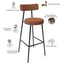 Ver imagem 4 de Kit 06 Banquetas Alta Bar Cozinha Sala De Jantar Estrutura Em Aço Milão L02 Bouclê Terracota -