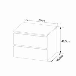 Balcão Gabinete Gaveteiro Suspenso 60 cm Organizador Sem Cuba 2 Gavetas Banheiro Cor Preto Má - 4