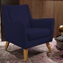 Ver imagem 2 de Poltrona Decorativa com Pés de Madeira Taroba D02 Veludo Azul Marinho B-304 - Lyam Decor