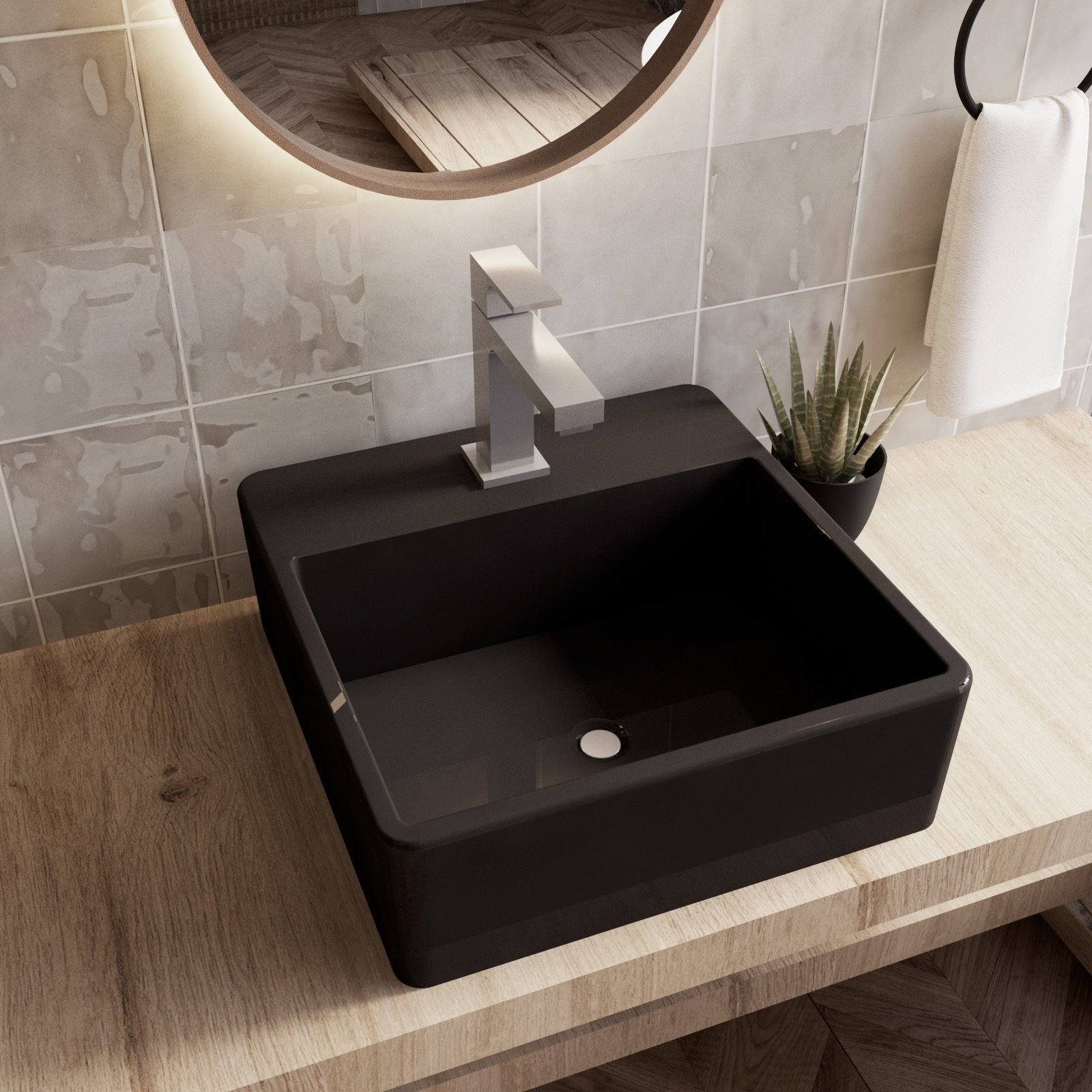 Cuba Pia para Banheiro de Apoio Lavabo 40cmx37cm - Genova Preto - 5