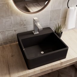Cuba Pia para Banheiro de Apoio Lavabo 40cmx37cm - Genova Preto - 2