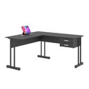 Ver imagem 1 de Mesa em L com 2 Gavetas com Chave Empresa - Preto Onix
