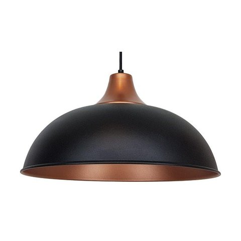 Luminária Pendente Open M Preto e Cobre