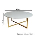 Ver imagem 3 de Mesa de Centro e Apoio Lateral Atena 80cm Mdf e Aço Off White Dourado