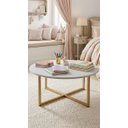 Ver imagem 5 de Mesa de Centro e Apoio Lateral Atena 80cm Mdf e Aço Off White Dourado