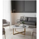 Ver imagem 7 de Mesa de Centro e Apoio Lateral Atena 80cm Mdf e Aço Off White Dourado