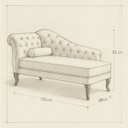 Ver mais imagens de Chaise Recamier 150 Cmem Veludo Pés Luis Xv Capitonê de Luxo