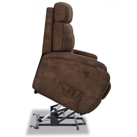 Poltrona do Papai Reclinável com Elevador Lift Pós Cirurgico em Suede Cor Marrom - Modelo Florença