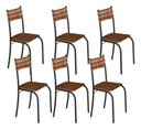 Ver imagem 1 de Kit 6 Cadeiras Atlanta Corino Marrom e Rattan Carvalho Tubo Martelado