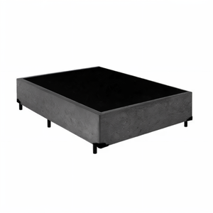 Base Box Casal Box Suede Cinza 138x188